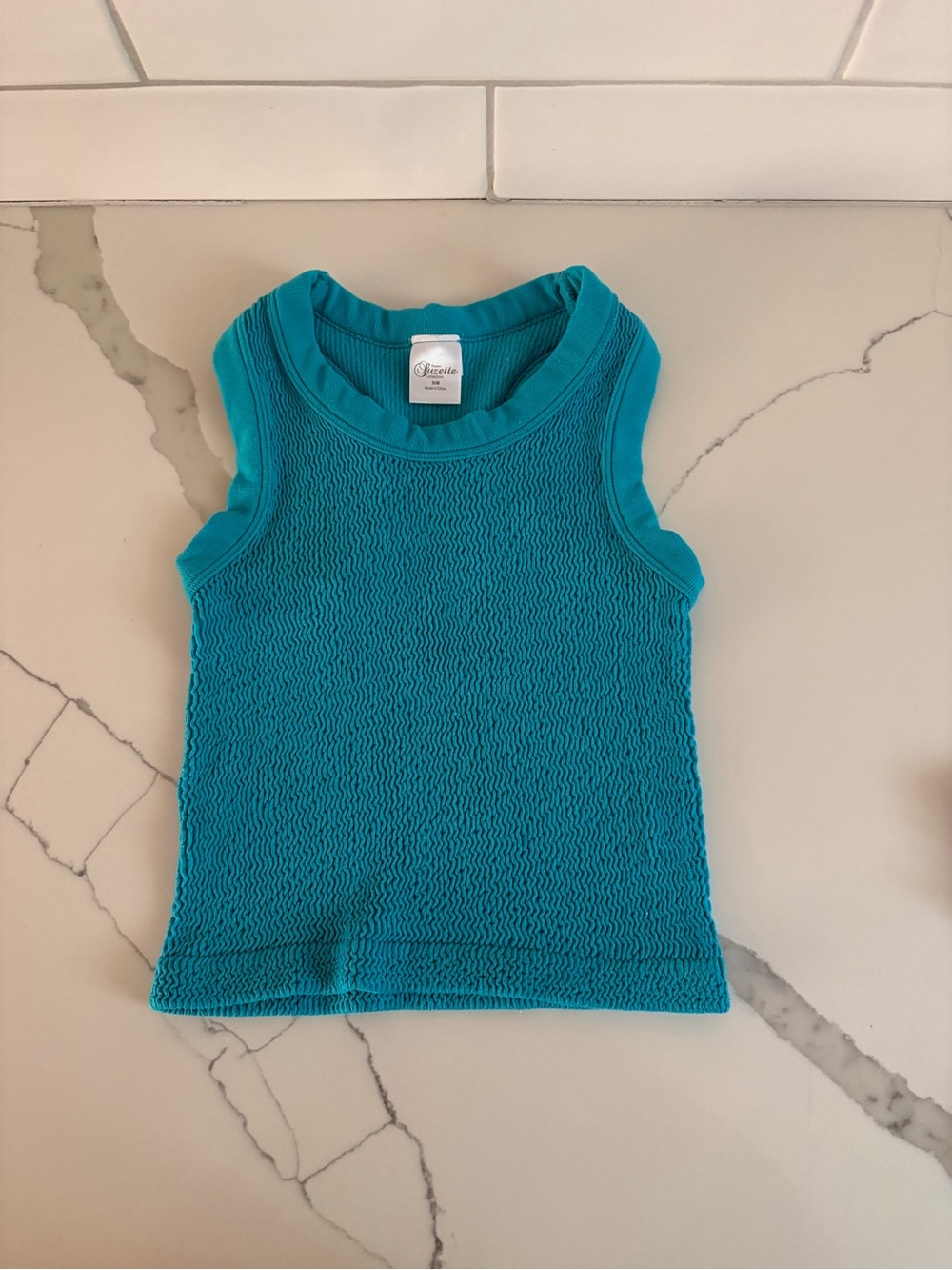 Girls' Textured Teal Tank Top